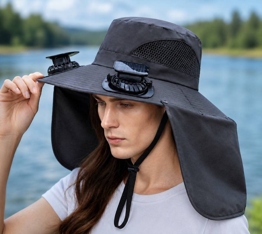 Hawk Shield - Solar Powered Fan Hat Covered