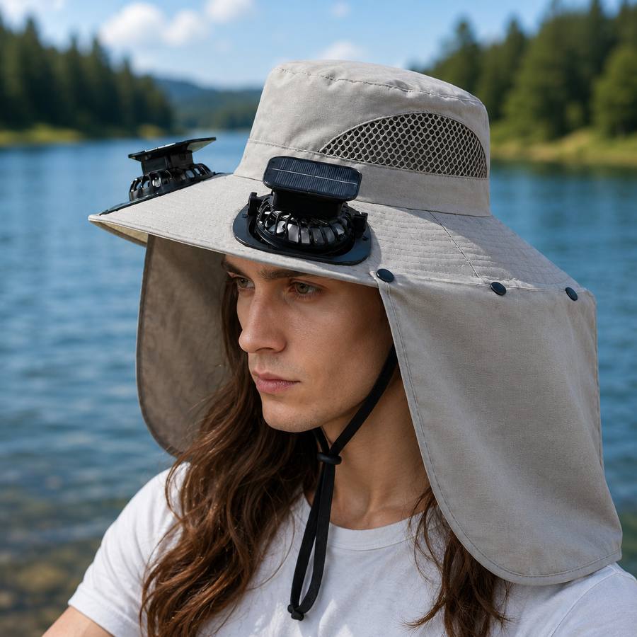 Hawk Shield - Solar Powered Fan Hat Covered